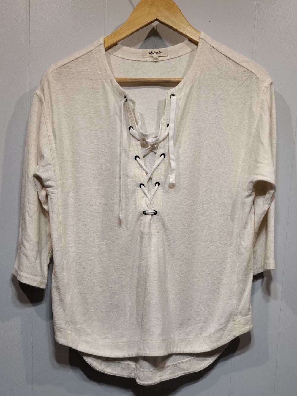 Madewell Libra Lace Up Top Cream White Size XS